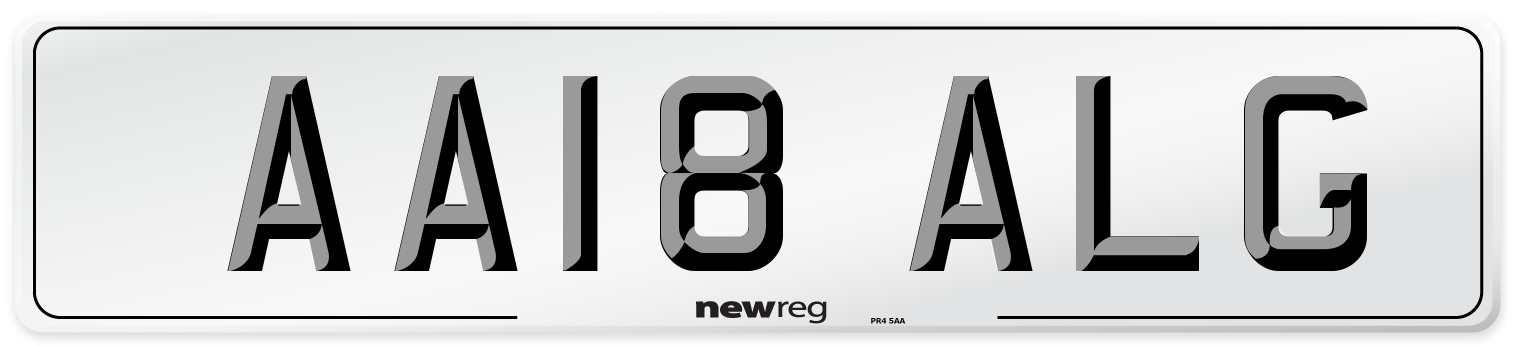 AA18 ALG Number Plate from New Reg